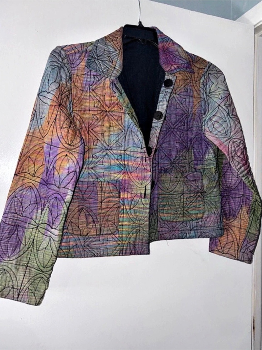 Women's Multicolor & Black Geometric Jacket